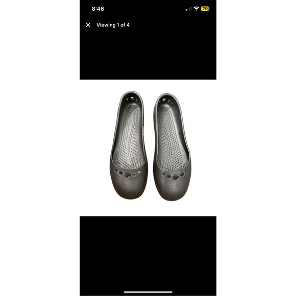 Crocs Womens Ballet Flats 6 Silver Slip On Lightweight Comfortable Casual Shoe - Picture 5 of 5